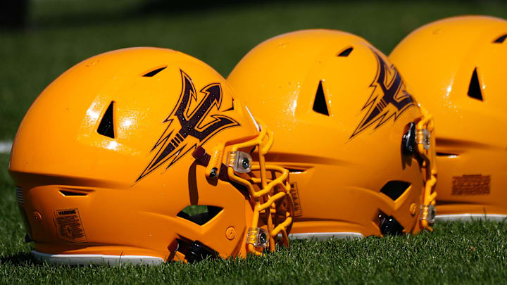 March 30, 2022; Tempe, AZ, USA; ASU helmets during a practice at Kajikawa Practice fields.
Football Asu Fb March 30, 2022; Tempe, AZ, USA; ASU helmets during a practice at Kajikawa Practice fields.
Football Asu Fb
