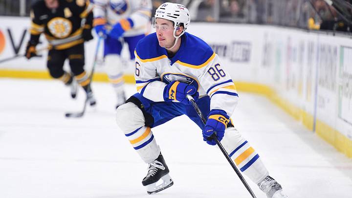Apr 26, 2026; Boston, Massachusetts, USA; Buffalo Sabres center Noah Ostlund (86) controls the puck during the second period in game four of the first round of the 2026 Stanley Cup Playoffs against the Boston Bruins at TD Garden. Mandatory Credit: Bob DeChiara-Imagn Images Apr 26, 2026; Boston, Massachusetts, USA; Buffalo Sabres center Noah Ostlund (86) controls the puck during the second period in game four of the first round of the 2026 Stanley Cup Playoffs against the Boston Bruins at TD Garden. Mandatory Credit: Bob DeChiara-Imagn Images