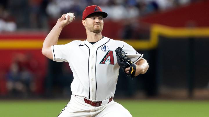 Jun 2, 2026; Phoenix, Arizona, USA; Arizona Diamondbacks pitcher Michael Soroka in the first inning against the Los Angeles Dodgers at Chase Field. Mandatory Credit: Mark J. Rebilas-Imagn Images