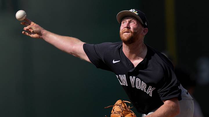 Mar 4, 2026; Fort Myers, Florida, USA; New York Yankees pitcher Bradley Hanner (93) pitches in the seventh inning against the Boston Red Sox at JetBlue Park at Fenway South. Mandatory Credit: Jim Rassol-Imagn Images Mar 4, 2026; Fort Myers, Florida, USA; New York Yankees pitcher Bradley Hanner (93) pitches in the seventh inning against the Boston Red Sox at JetBlue Park at Fenway South. Mandatory Credit: Jim Rassol-Imagn Images