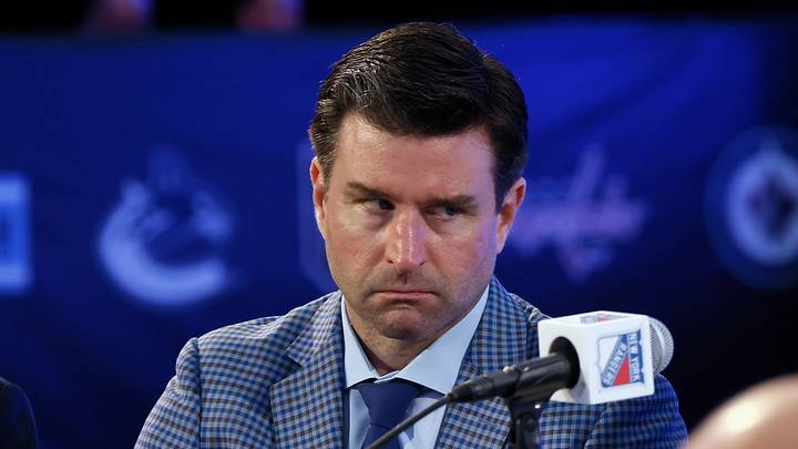 LAS VEGAS, NEVADA - JUNE 29: Chris Drury of the New York Rangers attends the NHL Draft at Sphere on June 29, 2024 in Las Vegas, Nevada. (Photo by Bruce Bennett/Getty Images) LAS VEGAS, NEVADA - JUNE 29: Chris Drury of the New York Rangers attends the NHL Draft at Sphere on June 29, 2024 in Las Vegas, Nevada. (Photo by Bruce Bennett/Getty Images)