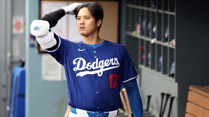 Mar 24, 2024; Los Angeles, California, USA;  Los Angeles Dodgers designated hitter Shohei Ohtani