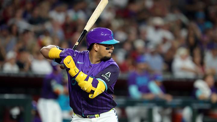 Aug 7, 2026; Phoenix, Arizona, USA; Arizona Diamondbacks catcher Gabriel Moreno against the Los Angeles Dodgers at Chase Field. Mandatory Credit: Mark J. Rebilas-Imagn Images