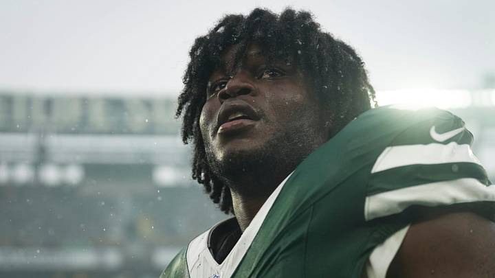 New York Jets edge rusher David Bailey (31) New York Jets edge rusher David Bailey (31)
