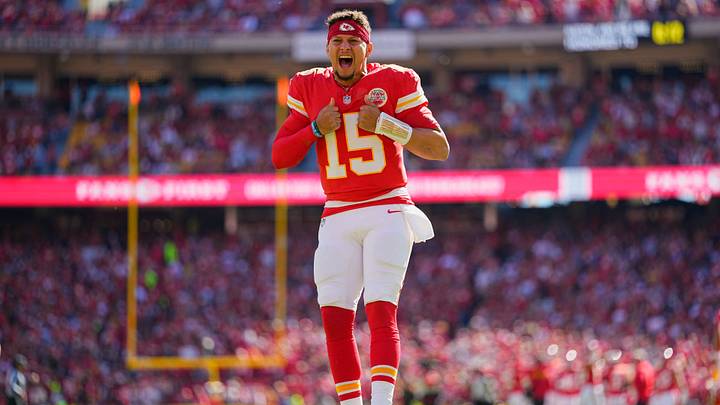 Oct 19, 2025; Kansas City, Missouri, USA; Kansas City Chiefs quarterback Patrick Mahomes (15) reacts prior to the game against the Las Vegas Raiders at GEHA Field at Arrowhead Stadium. Mandatory Credit: Jay Biggerstaff-Imagn Images Oct 19, 2025; Kansas City, Missouri, USA; Kansas City Chiefs quarterback Patrick Mahomes (15) reacts prior to the game against the Las Vegas Raiders at GEHA Field at Arrowhead Stadium. Mandatory Credit: Jay Biggerstaff-Imagn Images
