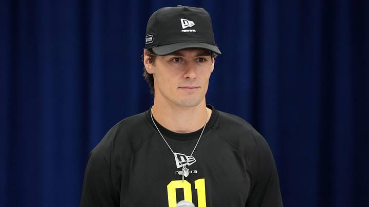 Florida place kicker Tommy Doman Jr. (PK01) speaks during the NFL Scouting Combine at the Indiana Convention Center. Florida place kicker Tommy Doman Jr. (PK01) speaks during the NFL Scouting Combine at the Indiana Convention Center.