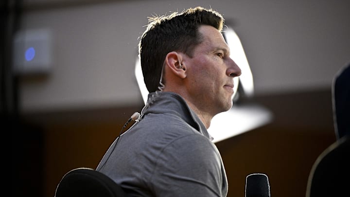 Dec 9, 2024; Dallas, TX, USA; Boston Red Sox chief baseball officer Craig Breslow speaks with the media
at the Hilton Anatole during the 2024 MLB Winter Meetings. Mandatory Credit: Jerome Miron-Imagn Images Dec 9, 2024; Dallas, TX, USA; Boston Red Sox chief baseball officer Craig Breslow speaks with the media
at the Hilton Anatole during the 2024 MLB Winter Meetings. Mandatory Credit: Jerome Miron-Imagn Images