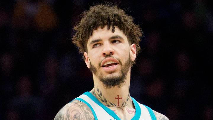 Apr 5, 2026; Minneapolis, Minnesota, USA; Charlotte Hornets guard LaMelo Ball (1) and-one celebrates a basket against the Minnesota Timberwolves in the third quarter at Target Center. Mandatory Credit: Matt Blewett-Imagn Images