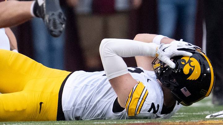 Iowa Hawkeyes wide receiver Reece Vander Zee (2) reacts after a pass meant for him is intercepted Oct. 24, 2026 during a Big Ten football game against the Minnesota Golden Gophers in Minneapolis, Minnesota. Iowa Hawkeyes wide receiver Reece Vander Zee (2) reacts after a pass meant for him is intercepted Oct. 24, 2026 during a Big Ten football game against the Minnesota Golden Gophers in Minneapolis, Minnesota.