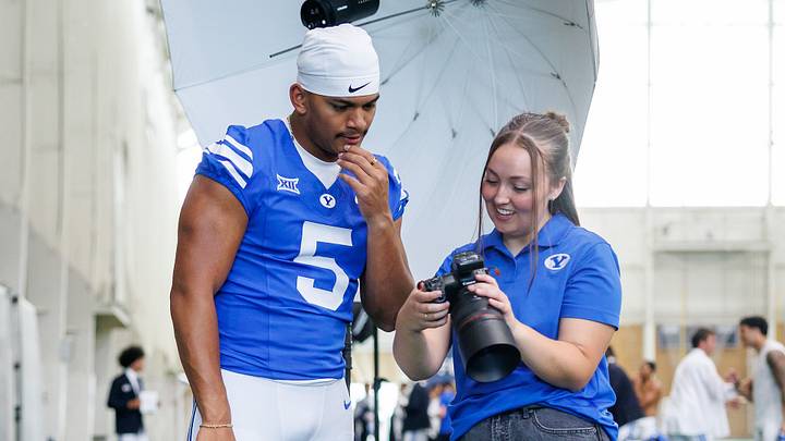 BYU edge rusher Nusi Taumoepeau at Fall Camp photo day