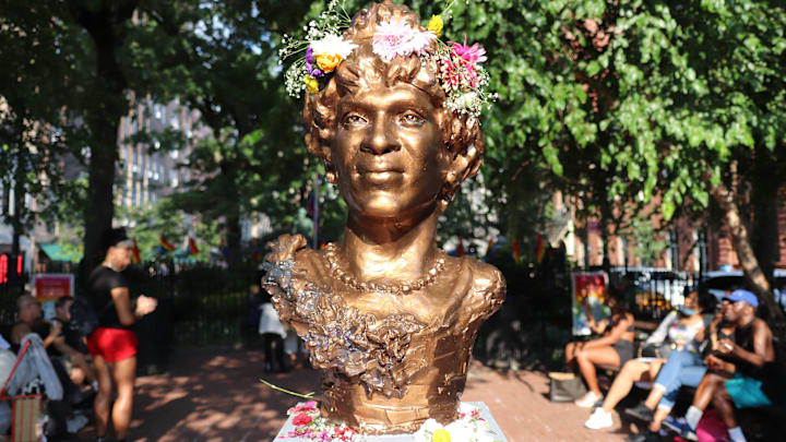 Marsha P. Johnson bust at the Stonewall National Monument at Christopher Park in New York City. 