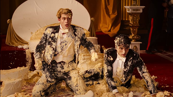 Nicholas Galitzine as Prince Henry and Taylor Zakhar Perez as Alex Claremont-Diaz in Prime Videos Red, White & Royal Blue.