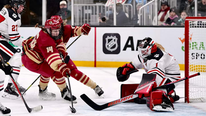 Sammy Taber opens the scoring in The Women's Beanpot Consolation game.
