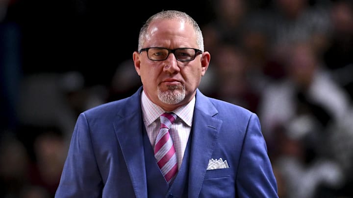 Jan 4, 2025; College Station, Texas, USA; Texas A&M Aggies head coach Buzz Williams looks on during the first half against the Texas Longhorns at Reed Arena. The Aggies defeated the Longhorns 80-60. Mandatory Credit: Maria Lysaker-Imagn Images Jan 4, 2025; College Station, Texas, USA; Texas A&M Aggies head coach Buzz Williams looks on during the first half against the Texas Longhorns at Reed Arena. The Aggies defeated the Longhorns 80-60. Mandatory Credit: Maria Lysaker-Imagn Images