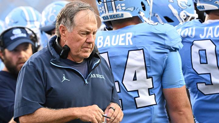 Oct 3, 2026; Chapel Hill, North Carolina, USA; North Carolina Tar Heels head coach Bill Belichick in the second quarter at Kenan Stadium. Mandatory Credit: Bob Donnan-Imagn Images