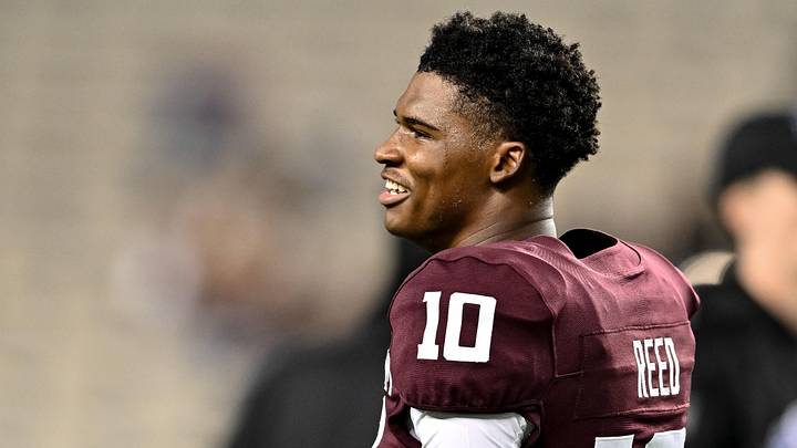 Texas A&M Aggies quarterback Marcel Reed (10) reacts prior to the game against the Mississippi State Bulldogs at Kyle Field. 