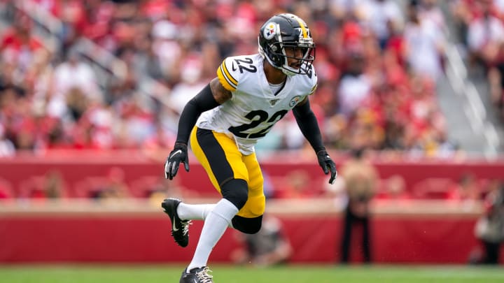 September 22, 2019; Santa Clara, CA, USA; Pittsburgh Steelers cornerback Steven Nelson (22) during the first quarter against the San Francisco 49ers at Levi's Stadium. Mandatory Credit: Kyle Terada-USA TODAY Sports
