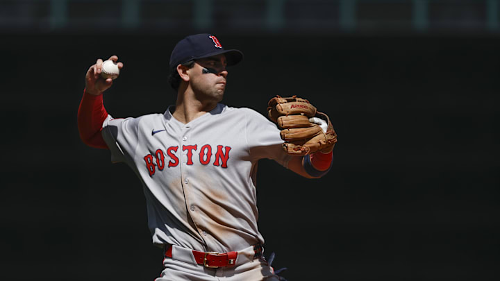 Jun 18, 2025; Seattle, Washington, USA; Boston Red Sox third baseman Marcelo Mayer (39) throws to first base for an out against the Seattle Mariners during the eighth inning at T-Mobile Park. Mandatory Credit: Joe Nicholson-Imagn Images Jun 18, 2025; Seattle, Washington, USA; Boston Red Sox third baseman Marcelo Mayer (39) throws to first base for an out against the Seattle Mariners during the eighth inning at T-Mobile Park. Mandatory Credit: Joe Nicholson-Imagn Images