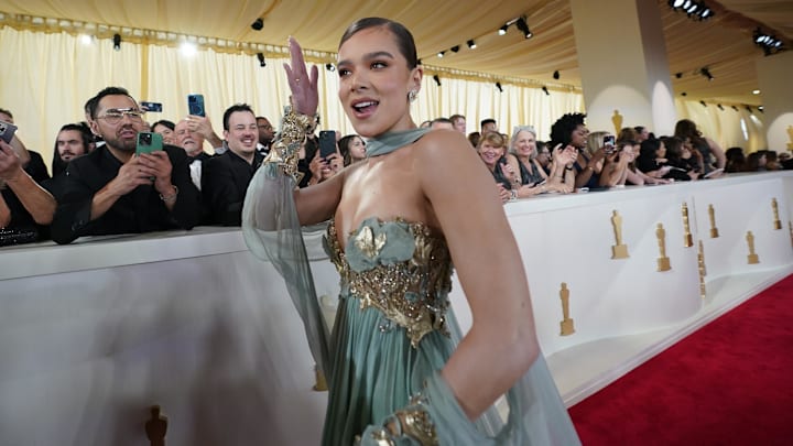 Mar 10, 2024; Los Angeles, CA, USA; Hailee Steinfeld on the red carpet at the 96th Oscars at the Dolby Theatre at Ovation Hollywood in Los Angeles on Sunday, March 10, 2024. Mandatory Credit: Robert Hanashiro-USA TODAY