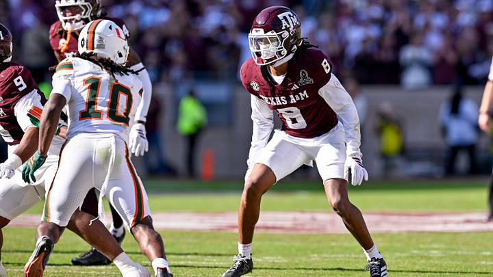 Texas A&M Aggies cornerback Jordan Shaw (8) drops into coverage during the game between the Aggies and the Hurricanes at Kyle Field. Texas A&M Aggies cornerback Jordan Shaw (8) drops into coverage during the game between the Aggies and the Hurricanes at Kyle Field.