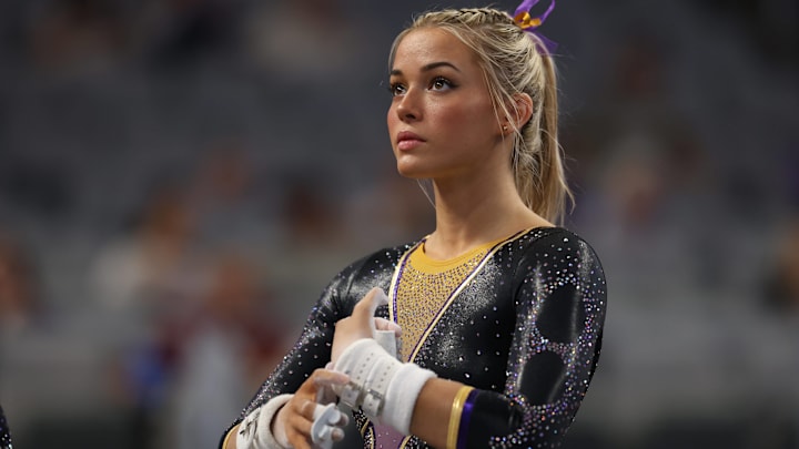 Gymnast Livvy Dunne (LSU) during the 2024 NCAA, Women’s Gymnastics Championships Semifinal.
