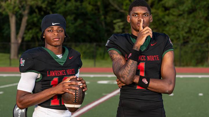 Lawrence North quarterback Darian Prather and wide receiver Monshun Sales pose for a portrait Tuesday, July 28, 2026, at Brebeuf Jesuit Preparatory School in Indianapolis. Prather was nominated for our Indiana High School Football Player of the Week last week, and Sales is ranked as one of the top two senior prospects in the state. Lawrence North quarterback Darian Prather and wide receiver Monshun Sales pose for a portrait Tuesday, July 28, 2026, at Brebeuf Jesuit Preparatory School in Indianapolis. Prather was nominated for our Indiana High School Football Player of the Week last week, and Sales is ranked as one of the top two senior prospects in the state.