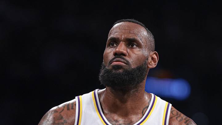 Mar 31, 2024; Brooklyn, New York, USA; Los Angeles Lakers forward LeBron James (23) attempts a free throw.