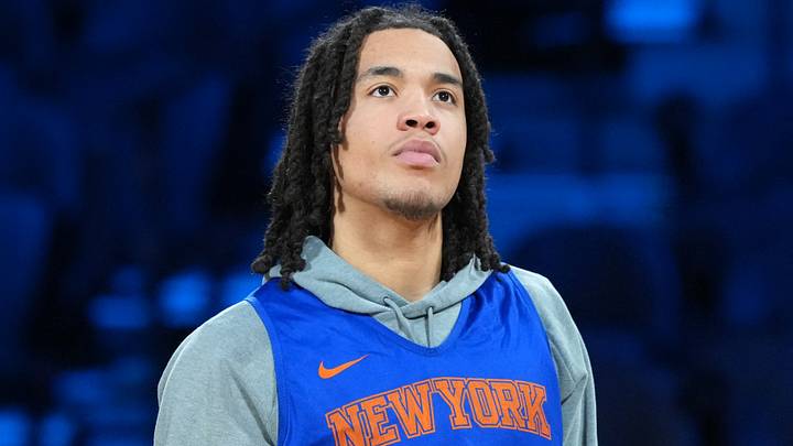 Dec 15, 2025; Las Vegas, NV, USA; New York Knicks forward Pacome Dadiet (4) during practice prior to the Emirates NBA Cup championship at the T-Mobile Arena. Mandatory Credit: Kirby Lee-Imagn Images Dec 15, 2025; Las Vegas, NV, USA; New York Knicks forward Pacome Dadiet (4) during practice prior to the Emirates NBA Cup championship at the T-Mobile Arena. Mandatory Credit: Kirby Lee-Imagn Images