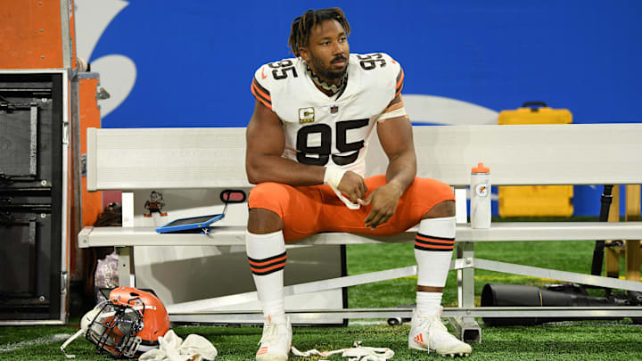 Cleveland Browns star end Myles Garrett had a NSFW response to running back Nick Chubb's MNF injury.