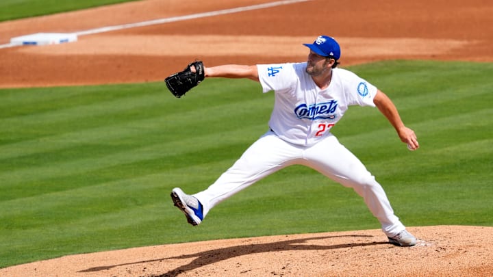 Clayton Kershaw (22) throws a pitch during the minor league baseball between the Oklahoma City Comets and the Tacoma Rainers at the Chickasaw Bricktown Ballpark in Oklahoma City.