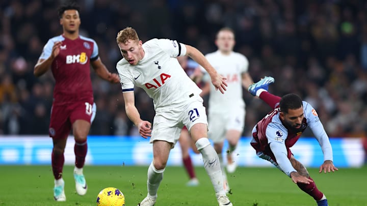 Douglas Luiz in action against Spurs during his time at Aston Villa 