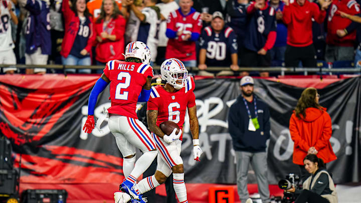 Sep 17, 2023; Foxborough, Massachusetts, USA; New England Patriots cornerback Christian Gonzalez (6)