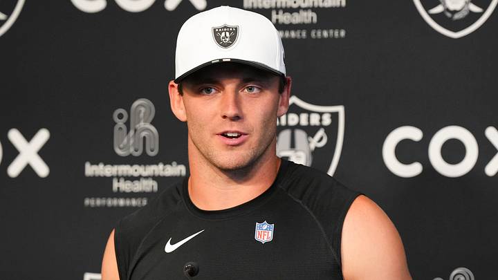 May 28, 2026; Henderson, NV, USA; Las Vegas Raiders tight end Brock Bowers (89) speaks during a news conference during organized team activities at Intermountain Health Performance Center. May 28, 2026; Henderson, NV, USA; Las Vegas Raiders tight end Brock Bowers (89) speaks during a news conference during organized team activities at Intermountain Health Performance Center.