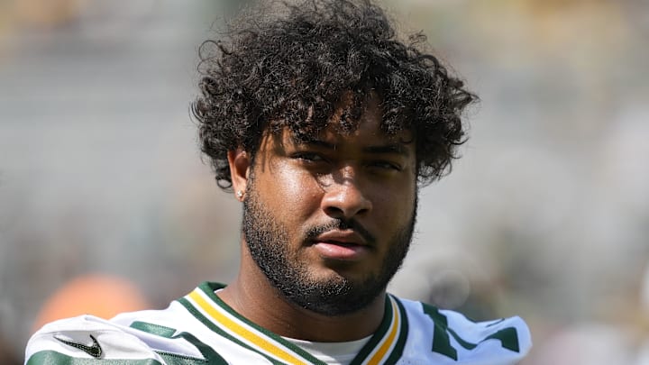 Aug 24, 2024; Green Bay, Wisconsin, USA; Green Bay Packers offensive linenam Jordan Morgan (77) following the game against the Baltimore Ravens at Lambeau Field Aug 24, 2024; Green Bay, Wisconsin, USA; Green Bay Packers offensive linenam Jordan Morgan (77) following the game against the Baltimore Ravens at Lambeau Field