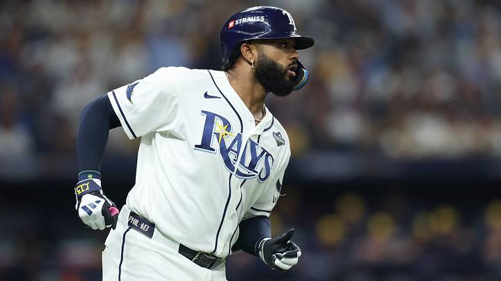 Oct 28, 2026; St. Petersburg, Florida, USA; Tampa Bay Rays third baseman Junior Caminero (13) runs after hitting a single against the Milwaukee Brewers during the first inning in game five of the 2026 World Series at Tropicana Field. Mandatory Credit: Nathan Ray Seebeck-Imagn Images Oct 28, 2026; St. Petersburg, Florida, USA; Tampa Bay Rays third baseman Junior Caminero (13) runs after hitting a single against the Milwaukee Brewers during the first inning in game five of the 2026 World Series at Tropicana Field. Mandatory Credit: Nathan Ray Seebeck-Imagn Images