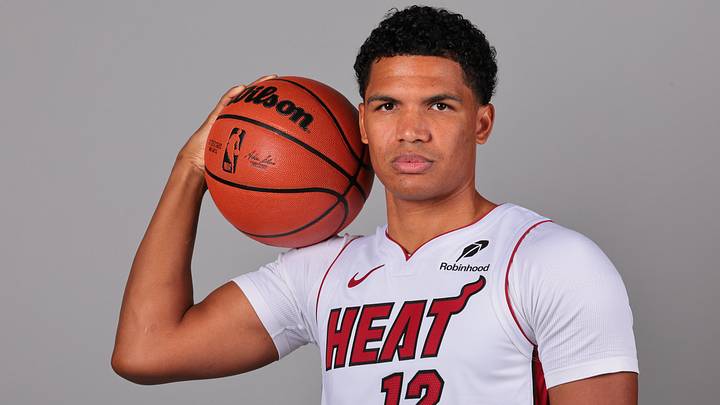 Sep 28, 2026; Miami, FL, USA; Miami Heat guard Dru Smith (12) poses for a photo during media day at Kaseya Center. Mandatory Credit: Sam Navarro-Imagn Images Sep 28, 2026; Miami, FL, USA; Miami Heat guard Dru Smith (12) poses for a photo during media day at Kaseya Center. Mandatory Credit: Sam Navarro-Imagn Images