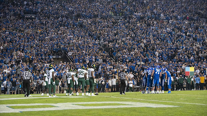 Sep 10, 2022; Provo, Utah, USA; The Baylor Bears line up against the Brigham Young Cougars in the second half at LaVell Edwards Stadium.