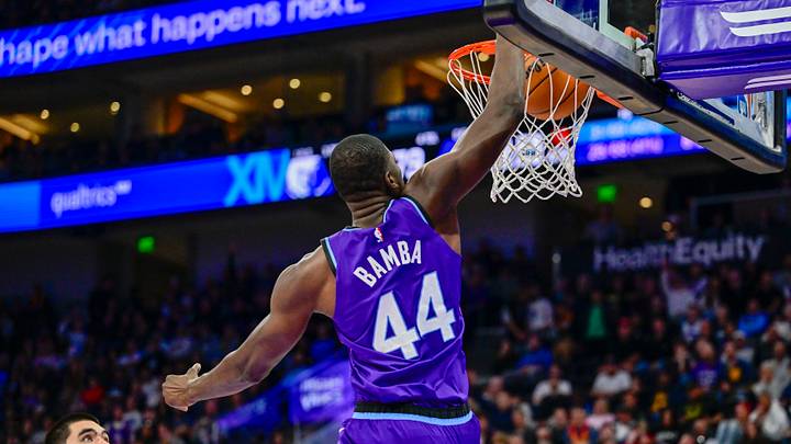 Oct 26, 2026; Salt Lake City, Utah, USA; Utah Jazz center Mo Bamba (44) dunks the ball over Memphis Grizzlies center Zach Edey (14) during the second half at Delta Center. Mandatory Credit: Peter Creveling-Imagn Images Oct 26, 2026; Salt Lake City, Utah, USA; Utah Jazz center Mo Bamba (44) dunks the ball over Memphis Grizzlies center Zach Edey (14) during the second half at Delta Center. Mandatory Credit: Peter Creveling-Imagn Images