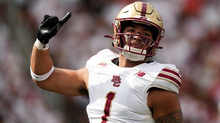 Sep 5, 2026; Cincinnati, Ohio, USA; Boston College Eagles linebacker Anthony Palano (1) reacts after a play against the Cincinnati Bearcats in the first half at Nippert Stadium. Mandatory Credit: Aaron Doster-Imagn Images Sep 5, 2026; Cincinnati, Ohio, USA; Boston College Eagles linebacker Anthony Palano (1) reacts after a play against the Cincinnati Bearcats in the first half at Nippert Stadium. Mandatory Credit: Aaron Doster-Imagn Images