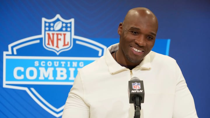 Feb 25, 2025; Indianapolis, IN, USA; Houston Texans coach DeMeco Ryans speaks during the NFL Scouting Combine at the Indiana Convention Center. Mandatory Credit: Kirby Lee-Imagn Images Feb 25, 2025; Indianapolis, IN, USA; Houston Texans coach DeMeco Ryans speaks during the NFL Scouting Combine at the Indiana Convention Center. Mandatory Credit: Kirby Lee-Imagn Images