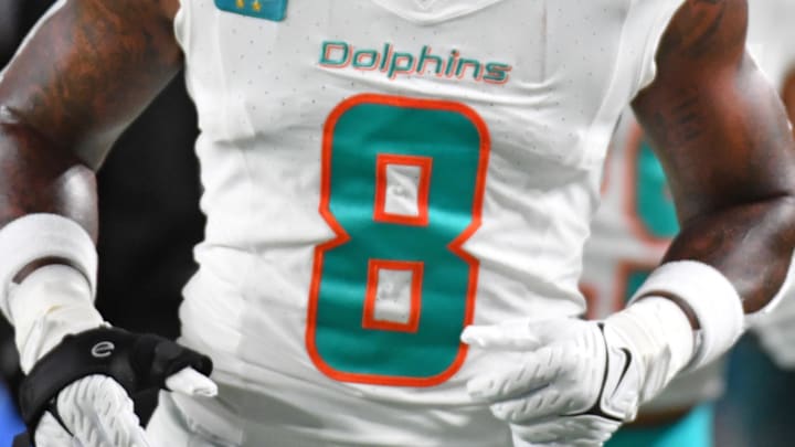 Oct 22, 2023; Philadelphia, Pennsylvania, USA; Miami Dolphins safety Jevon Holland (8) against the