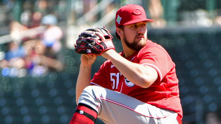 Cincinnati Reds pitcher Graham Ashcraft (51) throws a pitch.