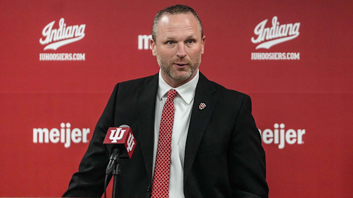 Indiana Hoosiers head basketball coach Darian DeVries speaks to the media on Wednesday, March 19, 2025.