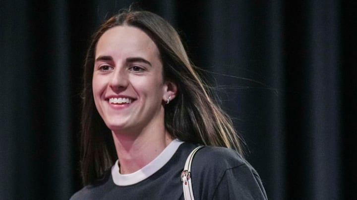 Indiana Fever guard Caitlin Clark (22) arrives Friday, July 11, 2025, before a game between the Indiana Fever and the Atlanta Dream at Gainbridge Fieldhouse in Indianapolis. Indiana Fever guard Caitlin Clark (22) arrives Friday, July 11, 2025, before a game between the Indiana Fever and the Atlanta Dream at Gainbridge Fieldhouse in Indianapolis.