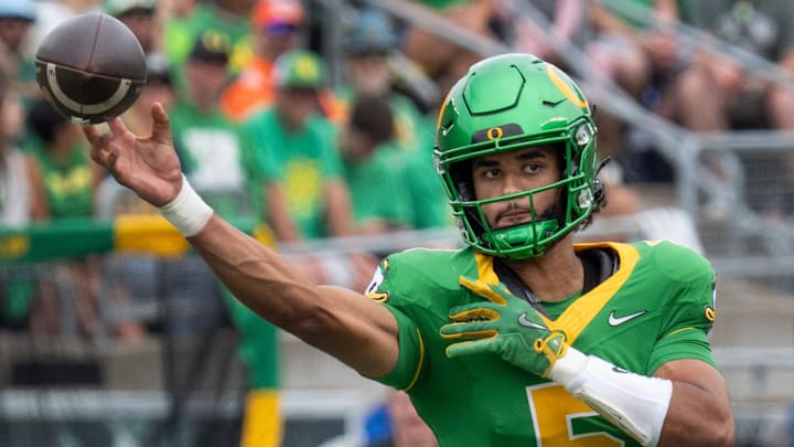 Dante Moore's calm and confidence in the pocket, plus his ability to change arm angles and make a variety of throws, has the Ducks way ahead of schedule in 2025.
