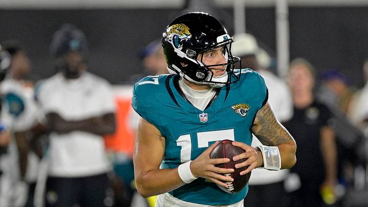 Aug 21, 2026; Jacksonville, Florida, USA; Jacksonville Jaguars quarterback Joey Aguilar (17) looks to throw during the third quarter of the preseason game against the Carolina Panthers at EverBank Stadium. Mandatory Credit: Melina Myers-Imagn Images Aug 21, 2026; Jacksonville, Florida, USA; Jacksonville Jaguars quarterback Joey Aguilar (17) looks to throw during the third quarter of the preseason game against the Carolina Panthers at EverBank Stadium. Mandatory Credit: Melina Myers-Imagn Images
