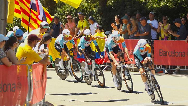 Tour de France Opens with Team Time Trial in Barcelona BARCELONA, SPAIN JULY 4, 2026: Cyclists compete during the opening team time trial stage of the 2026 Tour de France in Barcelona, Spain, on July 4, 2026. The race begins with a route through the city centre before finishing on the iconic climb to Montjuïc, as thousands of spectators line the streets for the Grand Dà part of the world s most prestigious cycling race. Tour de France Opens with Team Time Trial in Barcelona BARCELONA, SPAIN JULY 4, 2026: Cyclists compete during the opening team time trial stage of the 2026 Tour de France in Barcelona, Spain, on July 4, 2026. The race begins with a route through the city centre before finishing on the iconic climb to Montjuïc, as thousands of spectators line the streets for the Grand Dà part of the world s most prestigious cycling race.