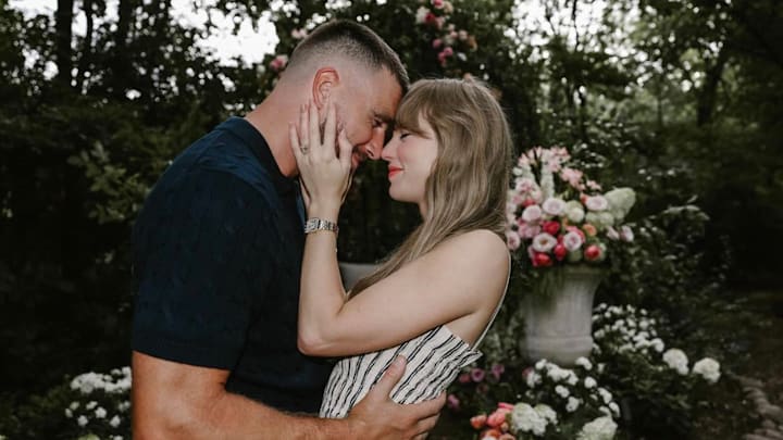 Travis Kelce and Taylor Swift announce their engagement that reportedly took place in the Kansas City Chiefs superstar's backyard. Travis Kelce and Taylor Swift announce their engagement that reportedly took place in the Kansas City Chiefs superstar's backyard.