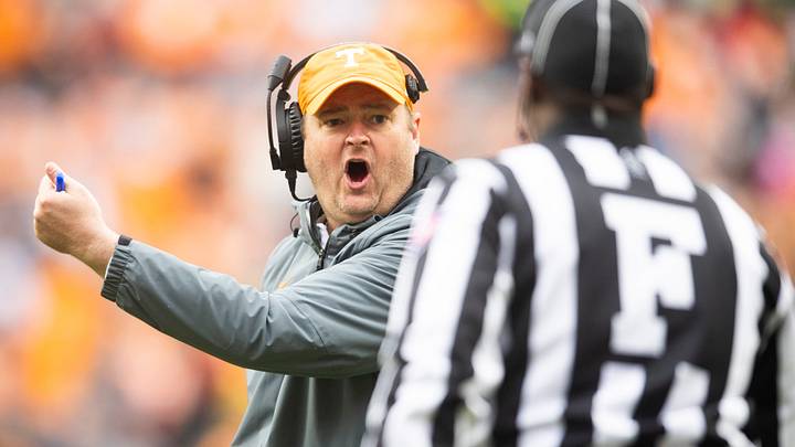 Tennessee head football coach Josh Heupel yells to an official during a game between Tennessee and Missouri in Neyland Stadium, Saturday, Nov. 12, 2022.

Volsmizzou1112 2250