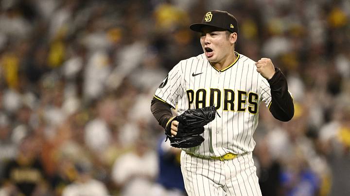 San Diego Padres pitcher Yuki Matsui (1) celebrates after a ground out to end the top of the fifth inning against the Milwaukee Brewers in game three of the NLDS for the 2026 MLB Playoffs at Petco Park on Oct. 6, 2026. San Diego Padres pitcher Yuki Matsui (1) celebrates after a ground out to end the top of the fifth inning against the Milwaukee Brewers in game three of the NLDS for the 2026 MLB Playoffs at Petco Park on Oct. 6, 2026.